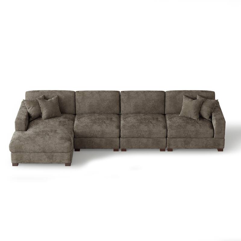 Oversized Modern Chenille L-shape Modular Sectional Sofa with Chaise