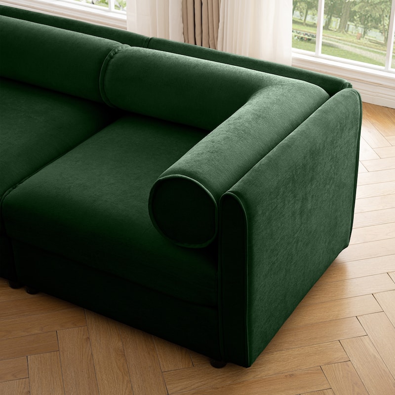 75.5" Chenille Upholstered 2-Seater Modular Sectional Sofa with Storage Seat, DIY Combination