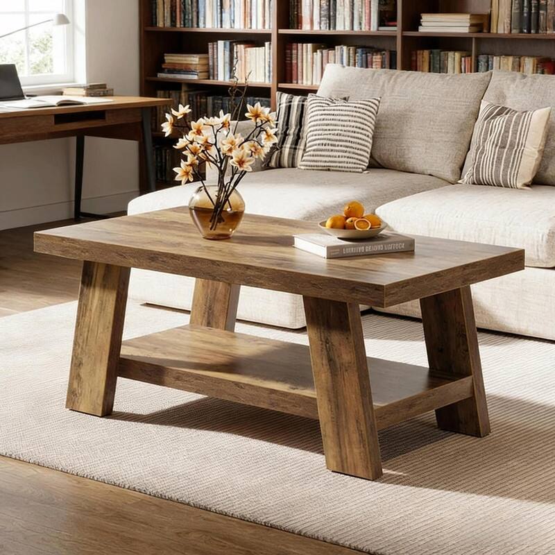 Rustic 2-Tier Tea Table - Spacious Coffee and Center Table