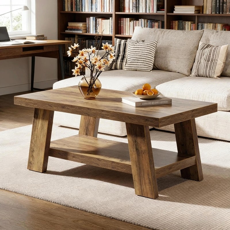 Rustic 2-Tier Tea Table - Spacious Coffee and Center Table