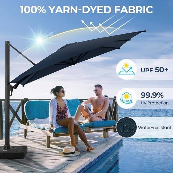 blue square patio umbrella canvas 8' x 8' Saville Premium quality canopy made from industry leading Sunbrella fabric Cantilever Square Umbrella Shade |