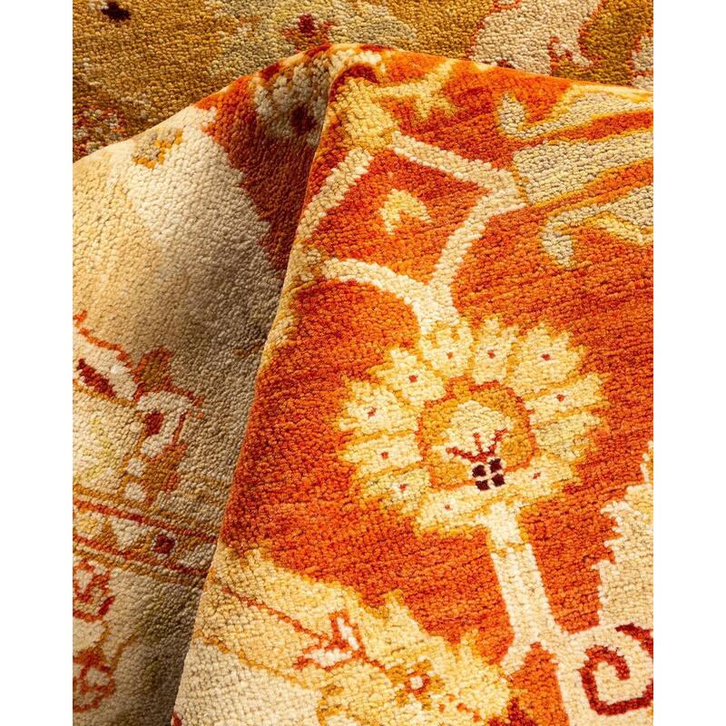 Overton Hand Knotted Wool Vintage Inspired Traditional Ottoman Yellow Area Rug - 3' 2" x 5' 4"