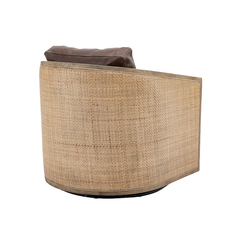 Brown 30.12" 360° Swivel Barrel Chair