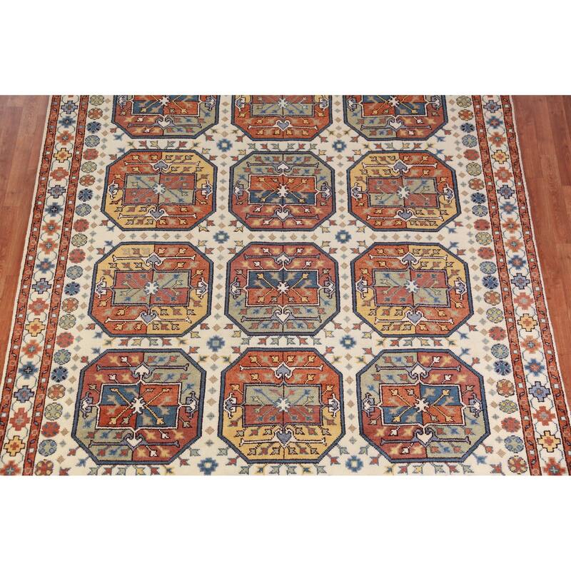Hand Knotted Oriental 100% Wool Carpet Traditional Geometric Beige & Ivories Heriz (serapi) Area Rug - 10' 0'' X 8' 2''