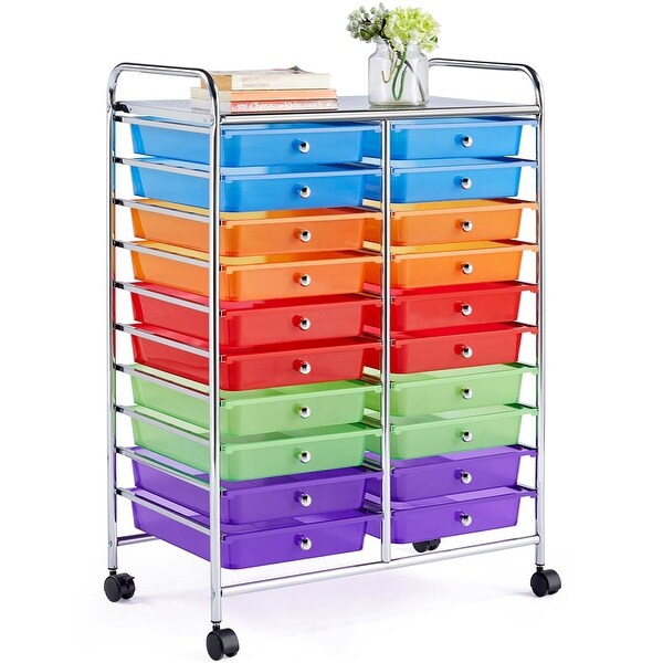 3.95 Gallon 20 Drawer Rolling Metal and Plastic Storage Bin with Wheels Multi color Bed Bath Beyond 36142153