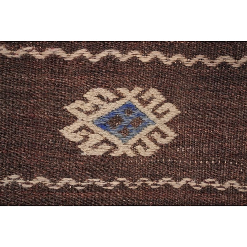 Hand Woven Oriental 100% Wool Carpet Southwestern Tribal Brown Kilim Area Rug - 9' 0'' X 5' 4''
