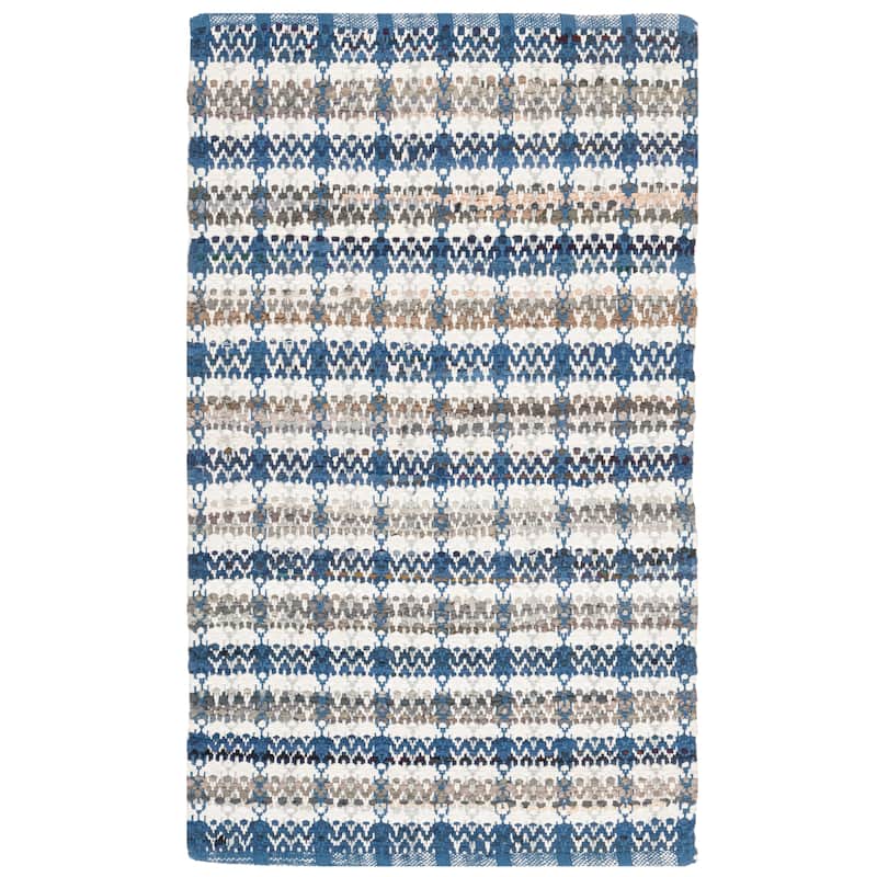 SAFAVIEH Handmade Flatweave Montauk Hermanda Casual Cotton Rug - 2'6" x 4' - Blue/Multi