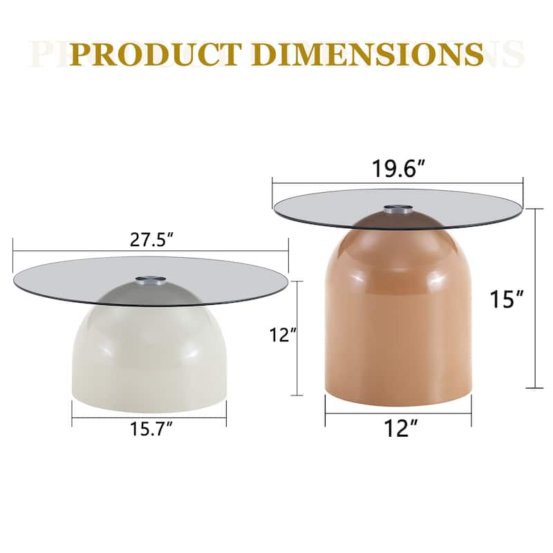 Nesting Coffee Table Set of 3,Glass Desktop for Living Room,Space Saving Circle Center Table for Saving Space,for Living Room