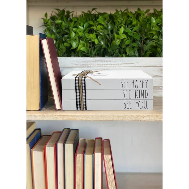 Rae Dunn Decorative Stacked Books - BEE HAPPY BEE KIND BEE YOU