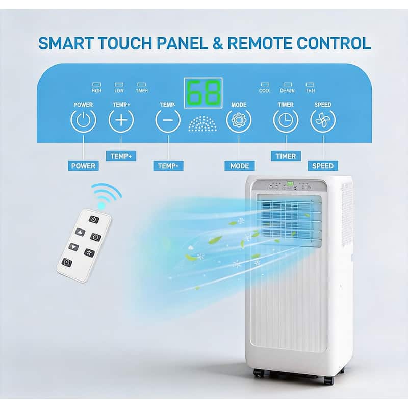 8000 BTU Portable Air Conditioners, with 24H Timer & Remote Control