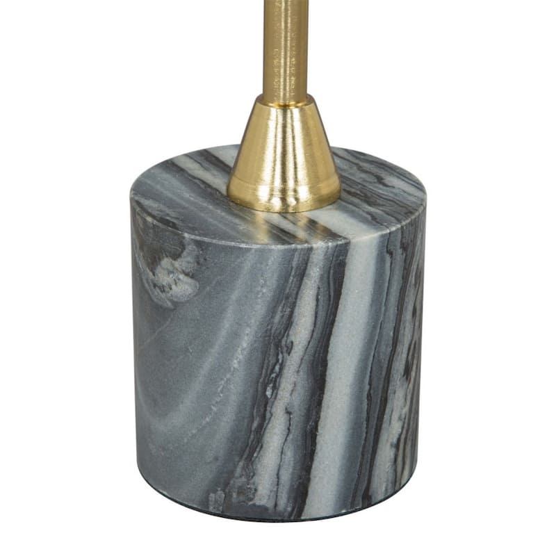 22" Modern White Round Marble Top End Table with Grey Gold Pedestal Base for Living Room or Bedroom - 10”L x 10”W x 22”H