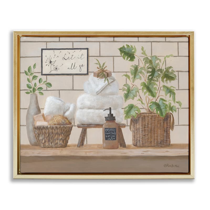 Stupell Comforting Bathroom Spa Still Life Floating Framed Canvas Wall Art, Design by Pam Britton