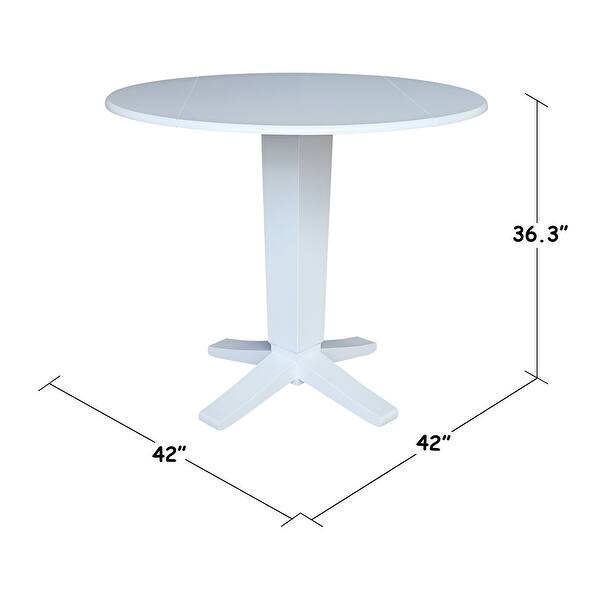 42 in Round Dual Drop Leaf Pedestal Counter Height Dining Table - Bed ...