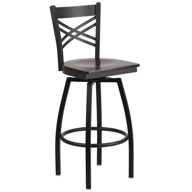 2 Pack ''X'' Back Swivel Metal Barstool - 16.5"W x 20.5"D x 44.5"H - 16.5"W x 20.5"D x 44.5"H