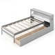 preview thumbnail 2 of 18, Costway Twin Size Bed Frame with LED Light & Power Outlet Bookcase Grey