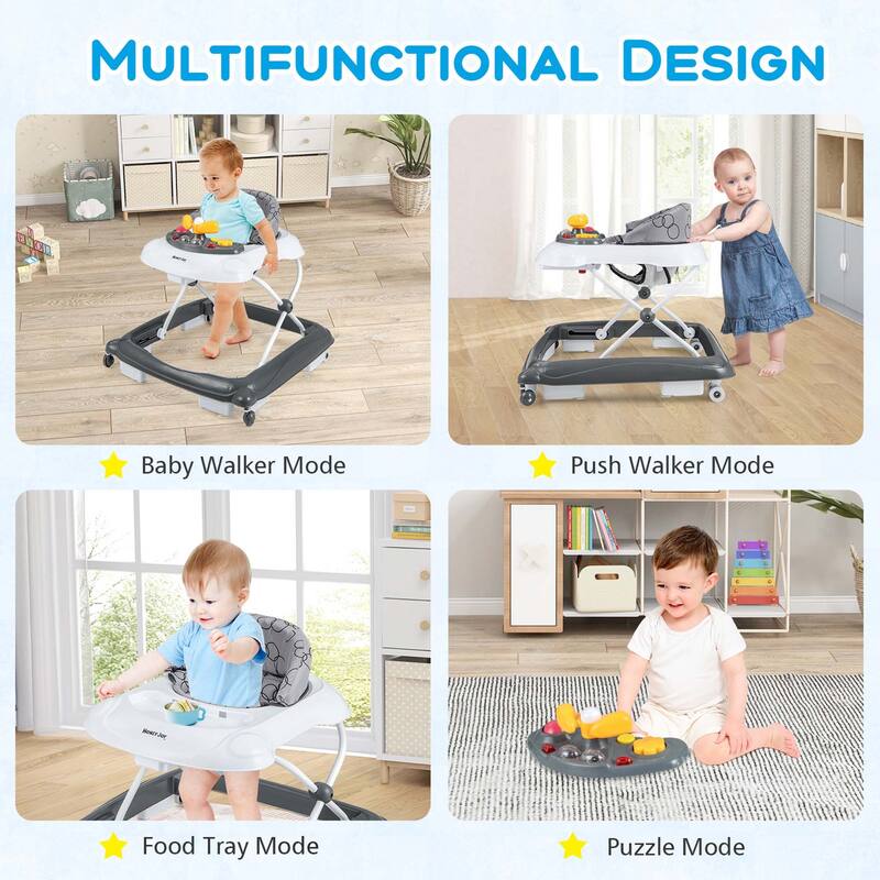 Honeyjoy Foldable Baby Walker with 3 Adjustable Heights Comfy Padded - See Details
