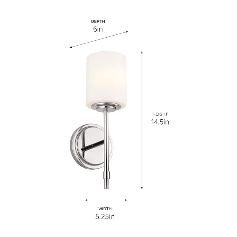 Kichler Lighting Ali 1-Light Polished Nickel Wall Sconce with Glass Shade - 14.5 in
