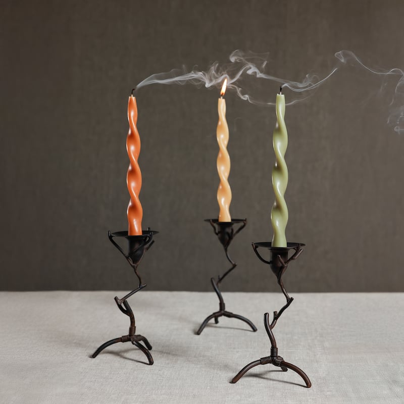 Lumière Twist Formal Taper Candles, Set of 12 - Holiday Table Décor