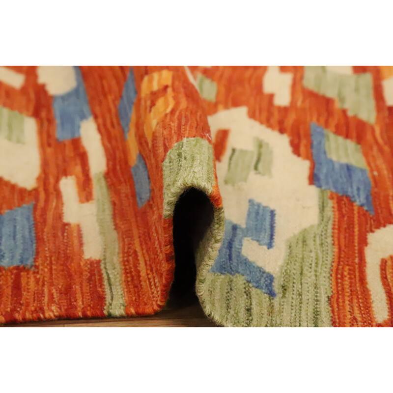 Hand Woven Oriental 100% Wool Carpet Southwestern Modern Multi-Colored Kilim Area Rug - 5' 1'' X 3' 5''