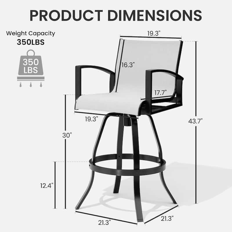Outdoor All-weather Swivel Aluminum Bar Stools Sunbrella