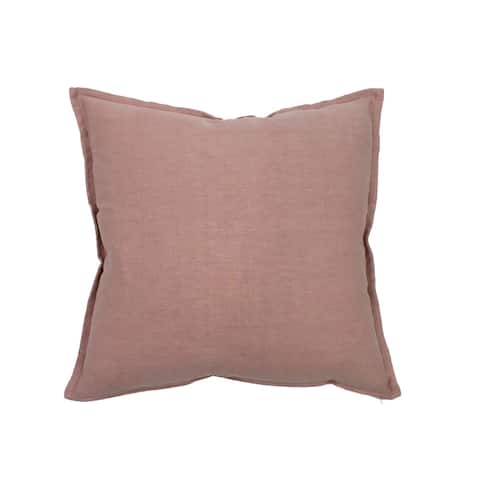 Jiti Indoor Farmhouse Country Solid Color Flange Edge Soft Washed & Dyed Linen Square Throw Pillows Cushion
