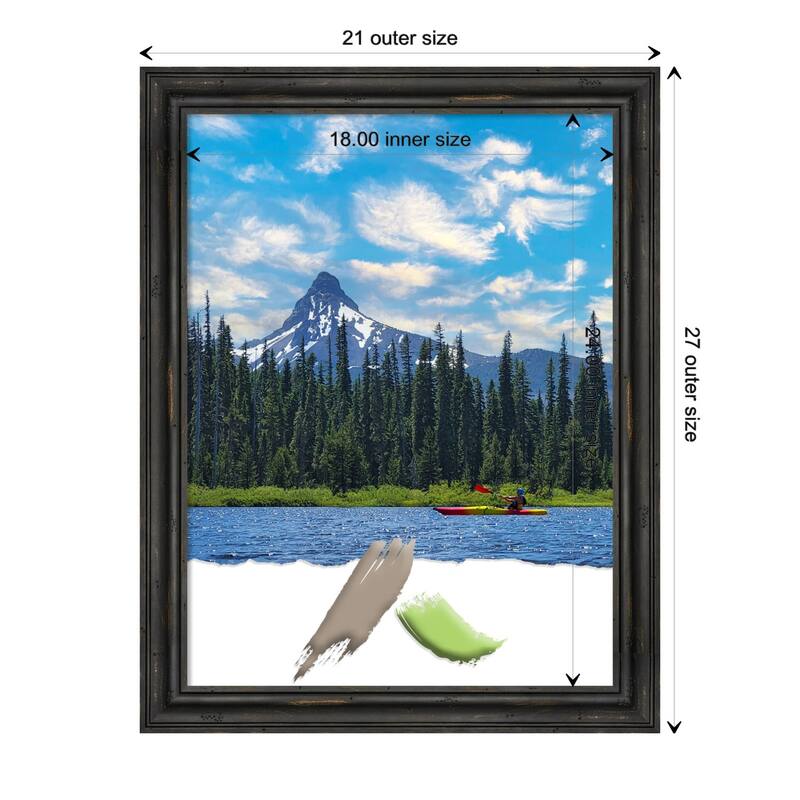 Rustic Pine Black Narrow Wood Picture Frame, Photo Frame, Art Frame - 18x24