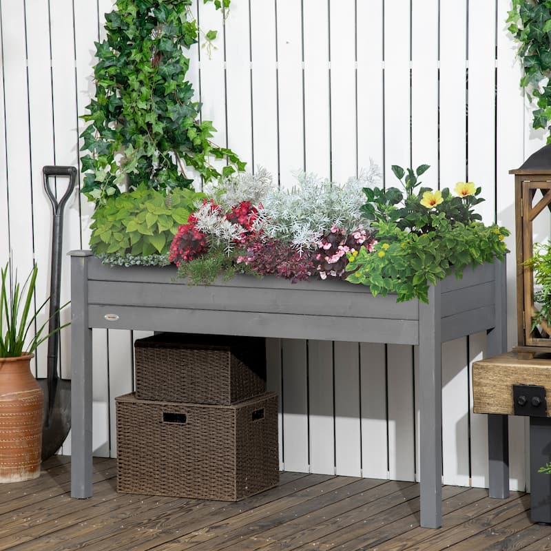 Raised Garden Bed with Legs, 48" x 22" x 30", Elevated Wooden Planter Box, Self-Draining with Bed Liner