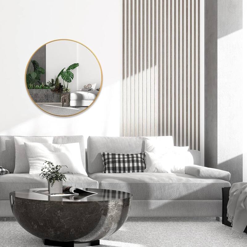 Round Wall Mirror Circle Bathroom Mirror Metal Frame for Bathroom Entryway Bedroom Living Room Wall Mounted Modern Rustic Decor
