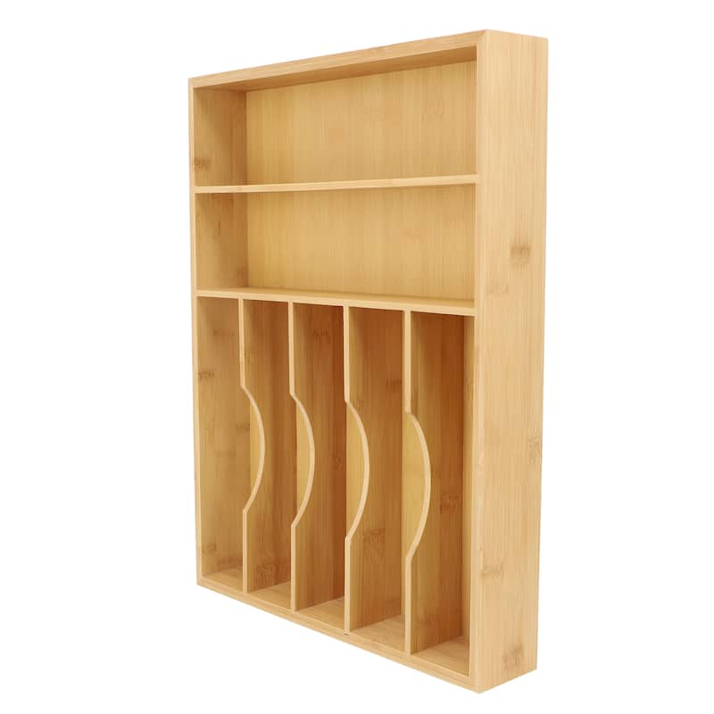 Space-Saving Bamboo 7 Section Kitchen and Office Drawer Organizer