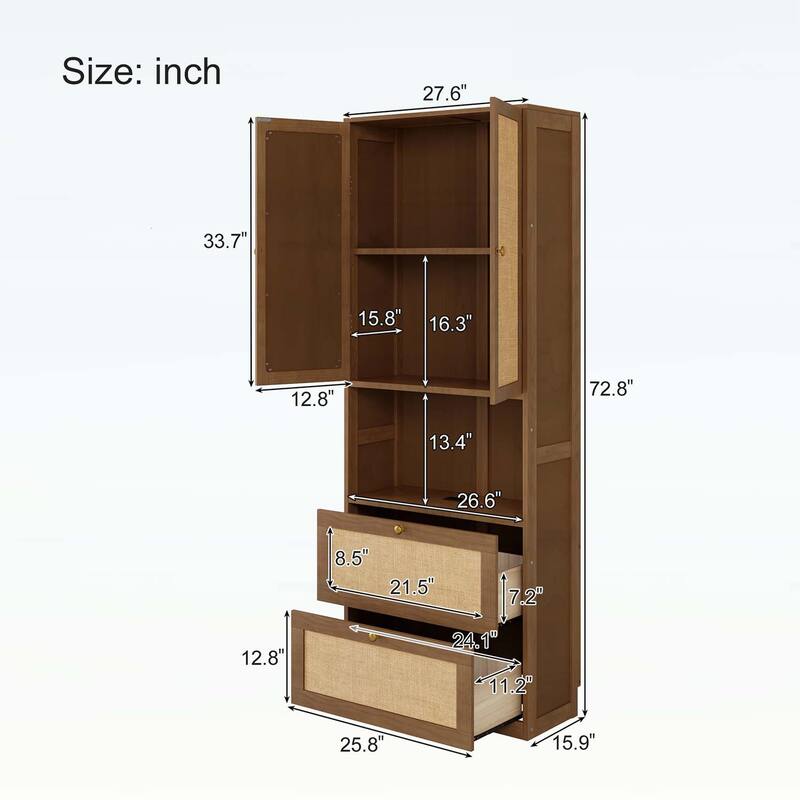 2 Doors Storage Cabinet with USB Port and 3 Drawers,for Home Storage and Decor