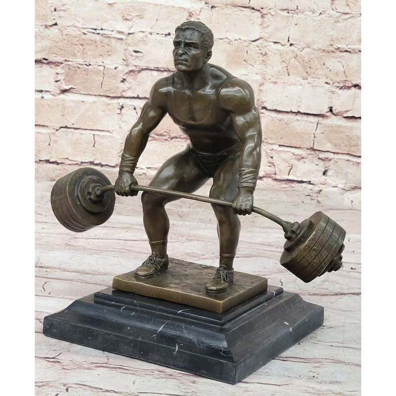 Deadlift Powerlifter Athlete Strongman Bodybuilder Bronze Statue Sculpture Trophy 8.5 Inches X 11 Inches