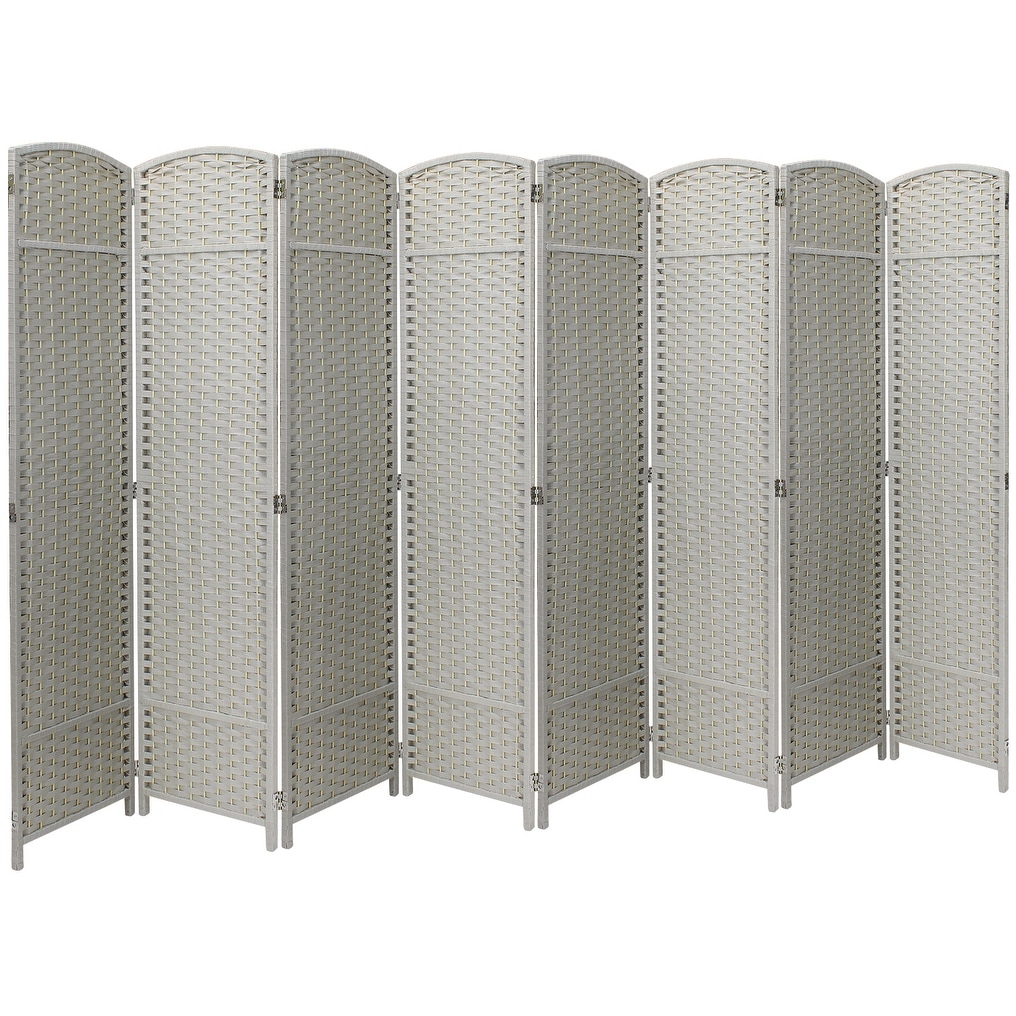 Sorbus 8 Panel Room Divider Tall Privacy Partition Screen Extra Wide Double Hinged Mesh Hand-Woven Folding Divider - 128" Wide