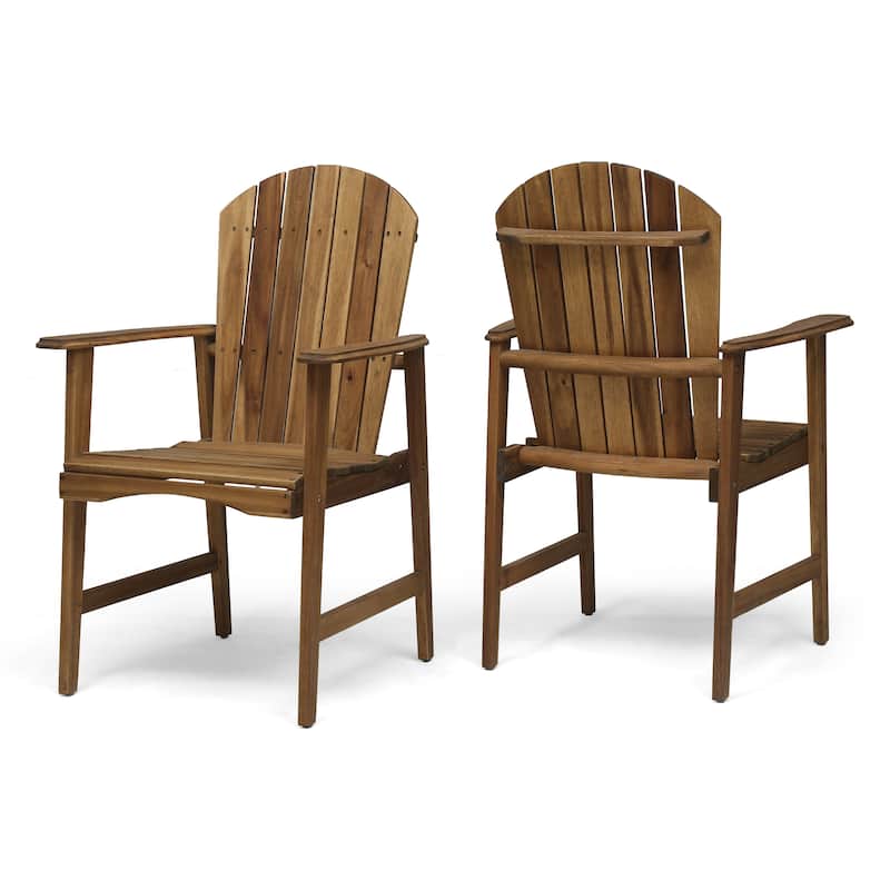 Roomfitters Outdoor Accent Wooden Dining Chairs, Set of 2, Stylish and Durable Weather-Resistant Design for Patio and Garden Use