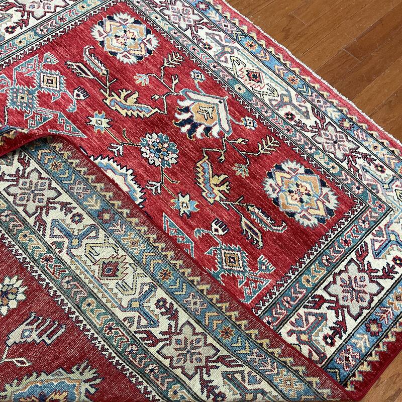 HERAT ORIENTAL Handmade Super Kazak Wool Rug - 5'7" x 7'9"