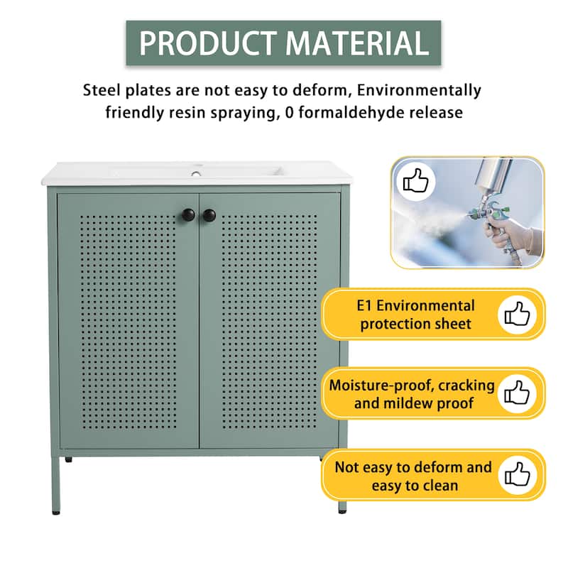30 Inch Freestanding Bathroom Vanity With Ceramic SInk
