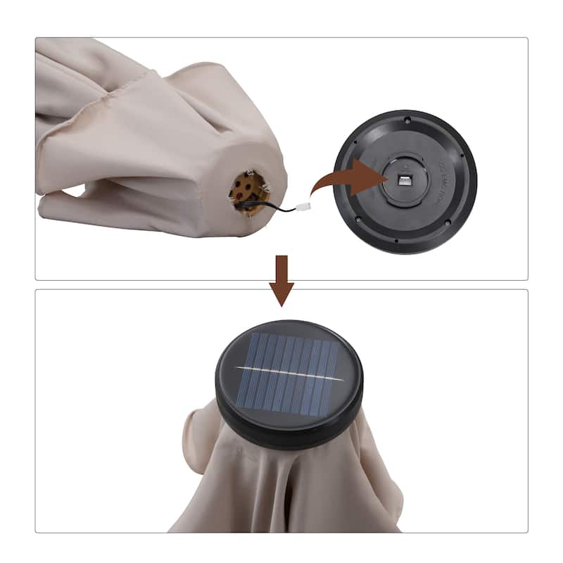 Autlaycil 7.5 ft Outdoor Patio Umbrella with 18 LED Lights Solar & Tassel.