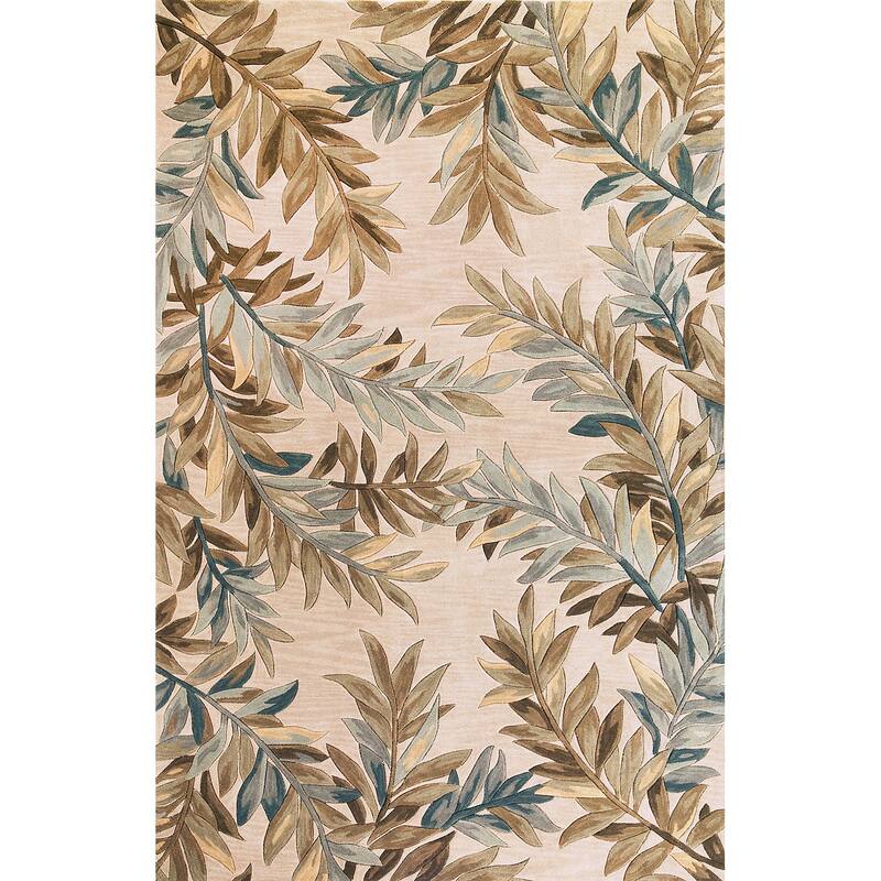 Domani Classics Rustic Leaves Hand-tufted Wool Rug - 7'9" x 9'6" - Ivory