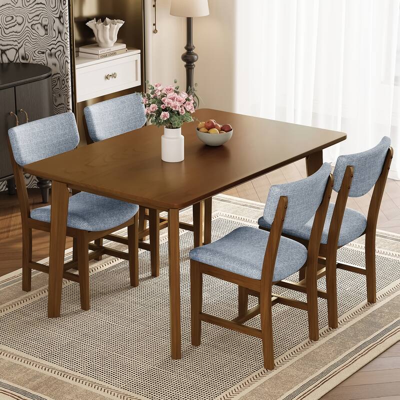 Roomfitters Farmhouse Dining Table, Solid Wood Frame Rectangular Kitchen & Dining Room Table, Minimalist Retro Style