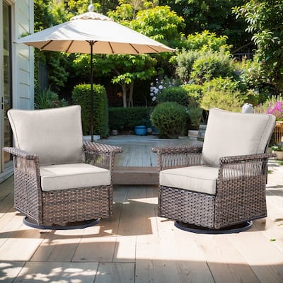 Outdoor Wicker Furniture Chairs Set - Brown
