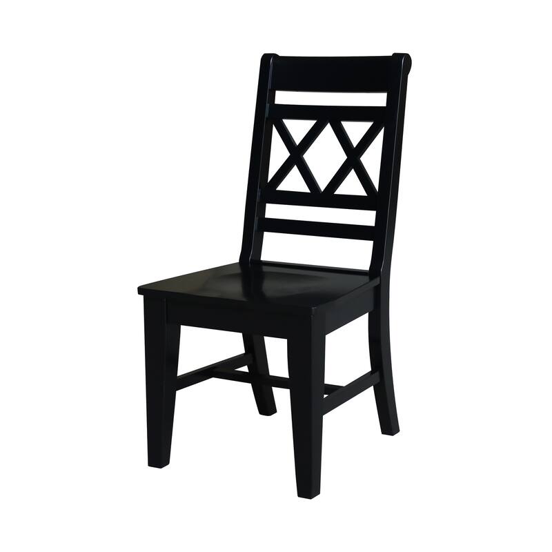 Solid Wood Double X-Back Dining Chairs, Set of 2
