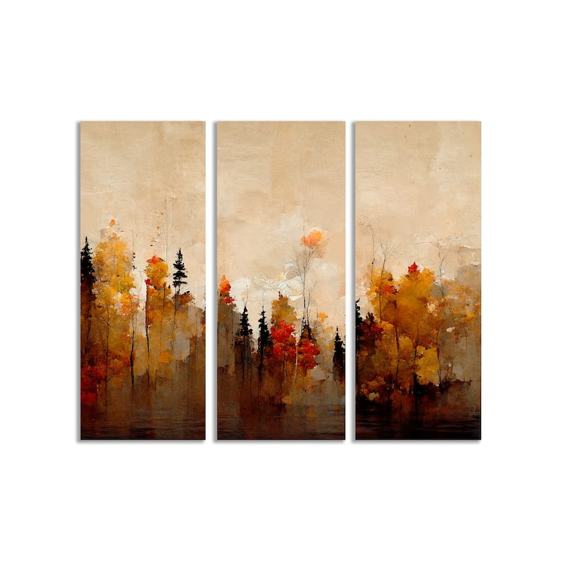 "A Forest in Autumn" Framed 3-Piece Wall Art Set by Treechild