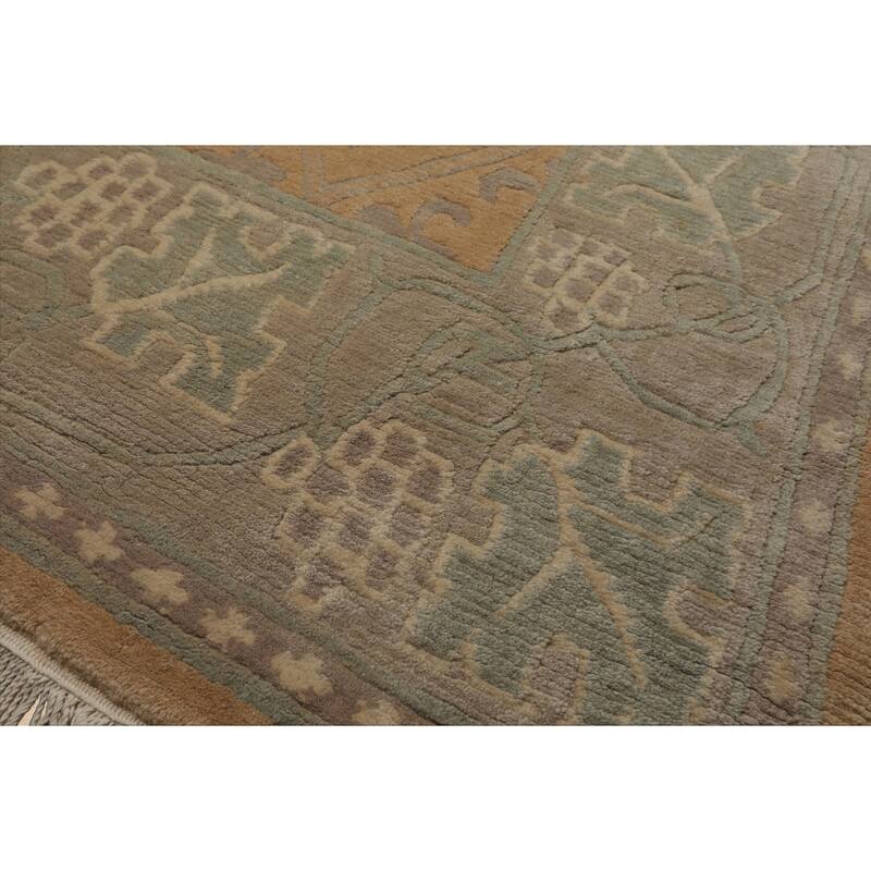8x10 Hand Knotted Wool Tan Tibetan aesthetic Plush Pile Tufenkian Rug - 8' x 10'