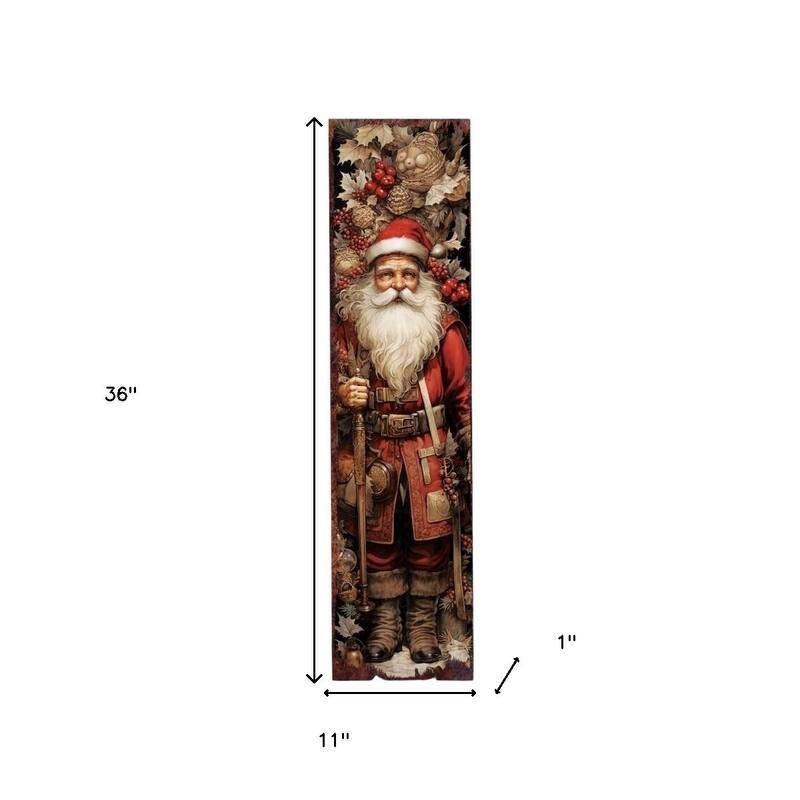 HomeRoots 36" Black And Red Solid Wood Christmas Santa Porch Sign
