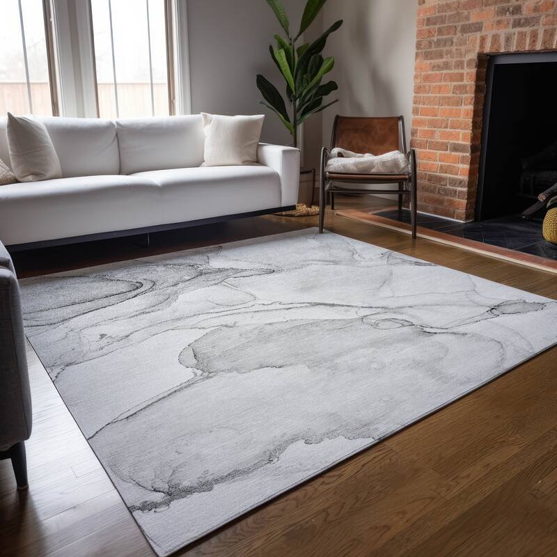Machine Washable Indoor/ Outdoor Abstract Chantille Rug