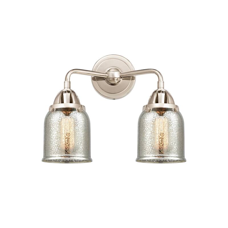 Innovations Lighting Nouveau 2 Bell - 2 Light 13" Bath Vanity Light - Silver Plated Mercury/Polished Nickel