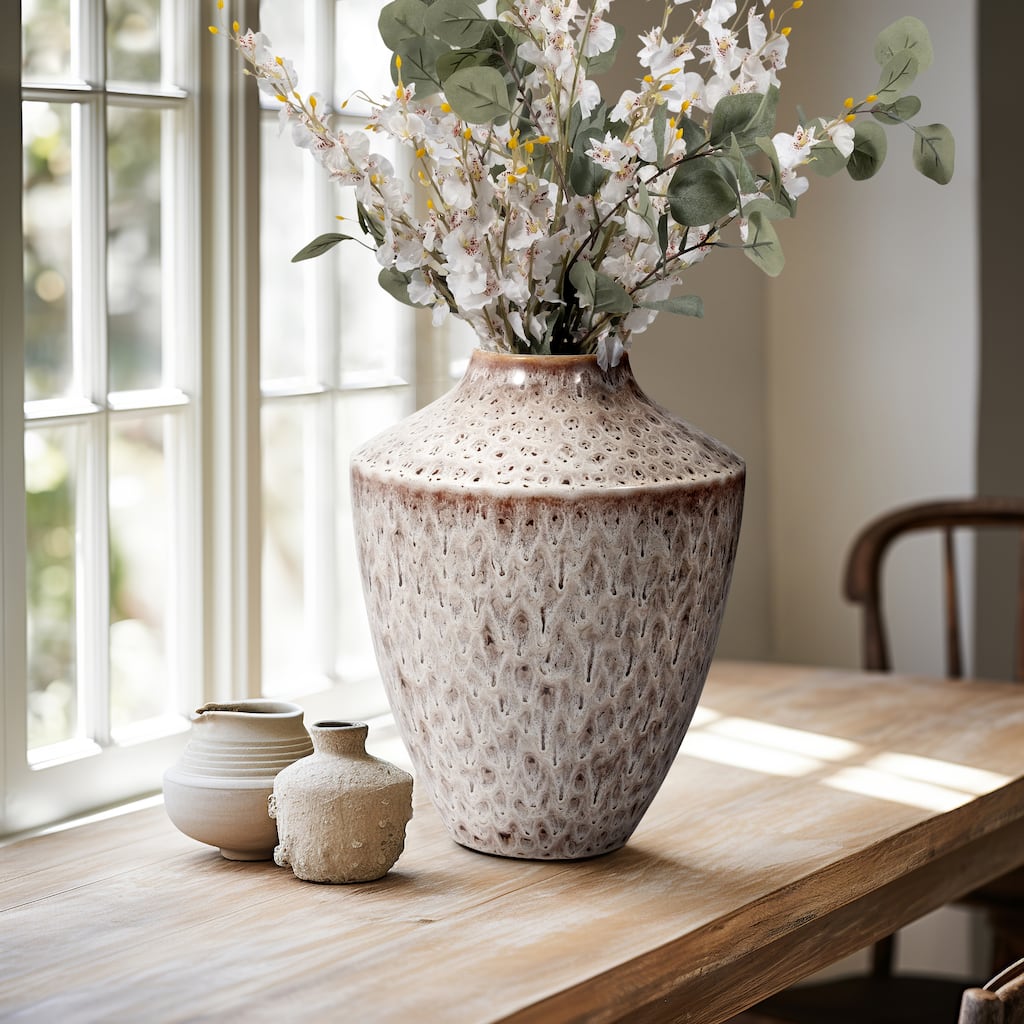 Sagebrook Home Exquisite Stoneware Truman Large Lidded Jar - Elegant Vase for Modern Home Decor