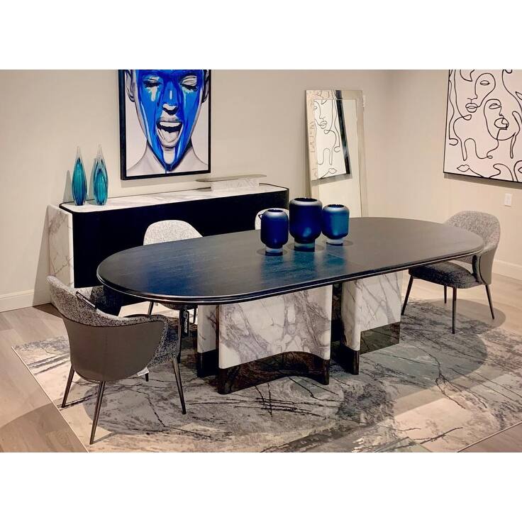 Modrest Cora Modern Grey Fabric & Leatherette Dining Chair