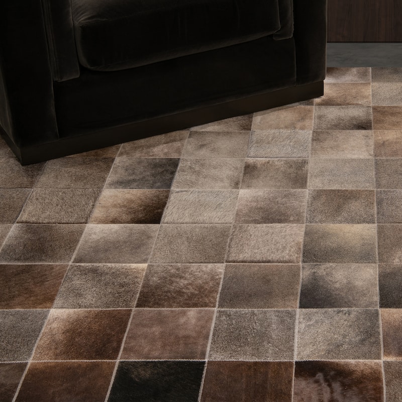 Ben Soleimani South American Cowhide Tile Hand Woven Rug