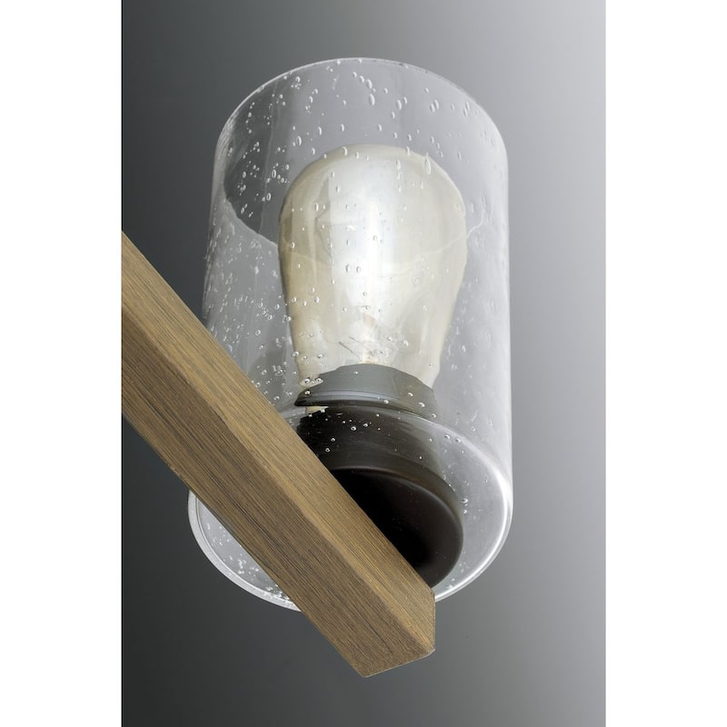 Barnes Mill Collection Four-Light Antique Bronze Clear Seeded Glass Farmhouse Bath Vanity Light - 32.25 in x 5.875 in x 8 in - 32.25 in x 5.875 in x 8 in