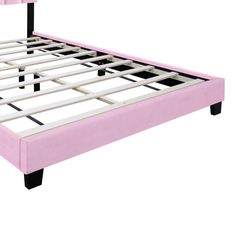 Modern Velvet Upholstered Bed with Adjustable Features